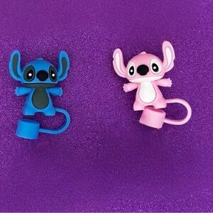 Stitch and Angel straw toppers set of 2. Fit Stanley